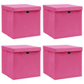 VidaXL Aufbewahrungsboxen mit Deckel, 4 Stück, 32 x 32 x 32 cm, Stoff, Rosa