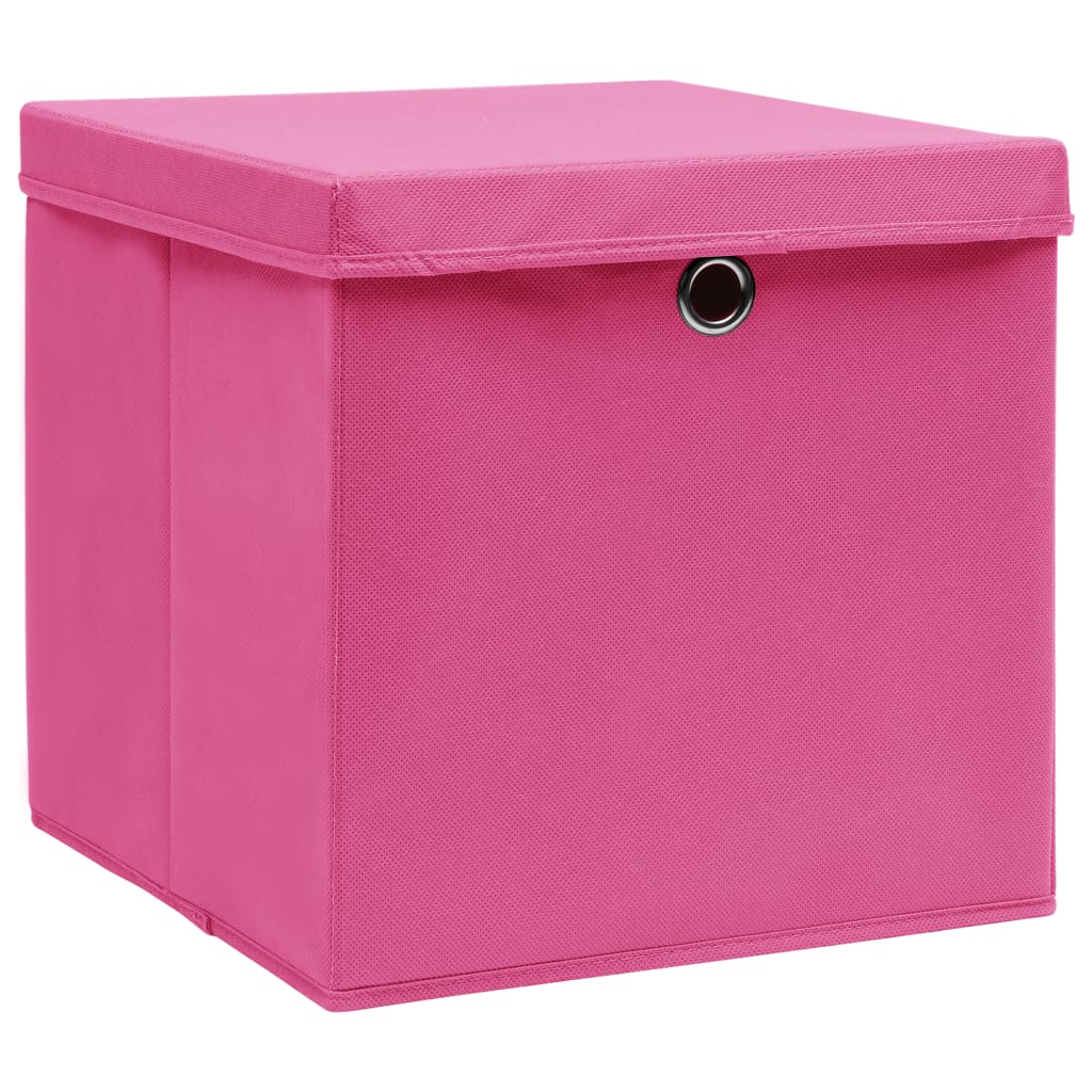 VidaXL Aufbewahrungsboxen mit Deckel, 4 Stück, 32 x 32 x 32 cm, Stoff, Rosa