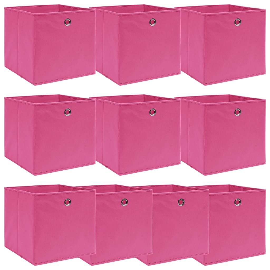 VIDAXL - Aufbewahrungsboxen, 10 Stück, 32 x 32 x 32 cm, Stoff, rosa