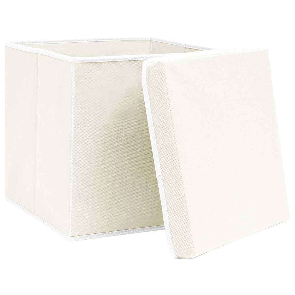 Vidaxl opbergboxen met deksel 4 st 32x32x32 cm stof wit