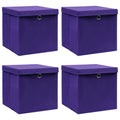 Vidaxl opbergboxen met deksel 4 st 32x32x32 cm stof paars