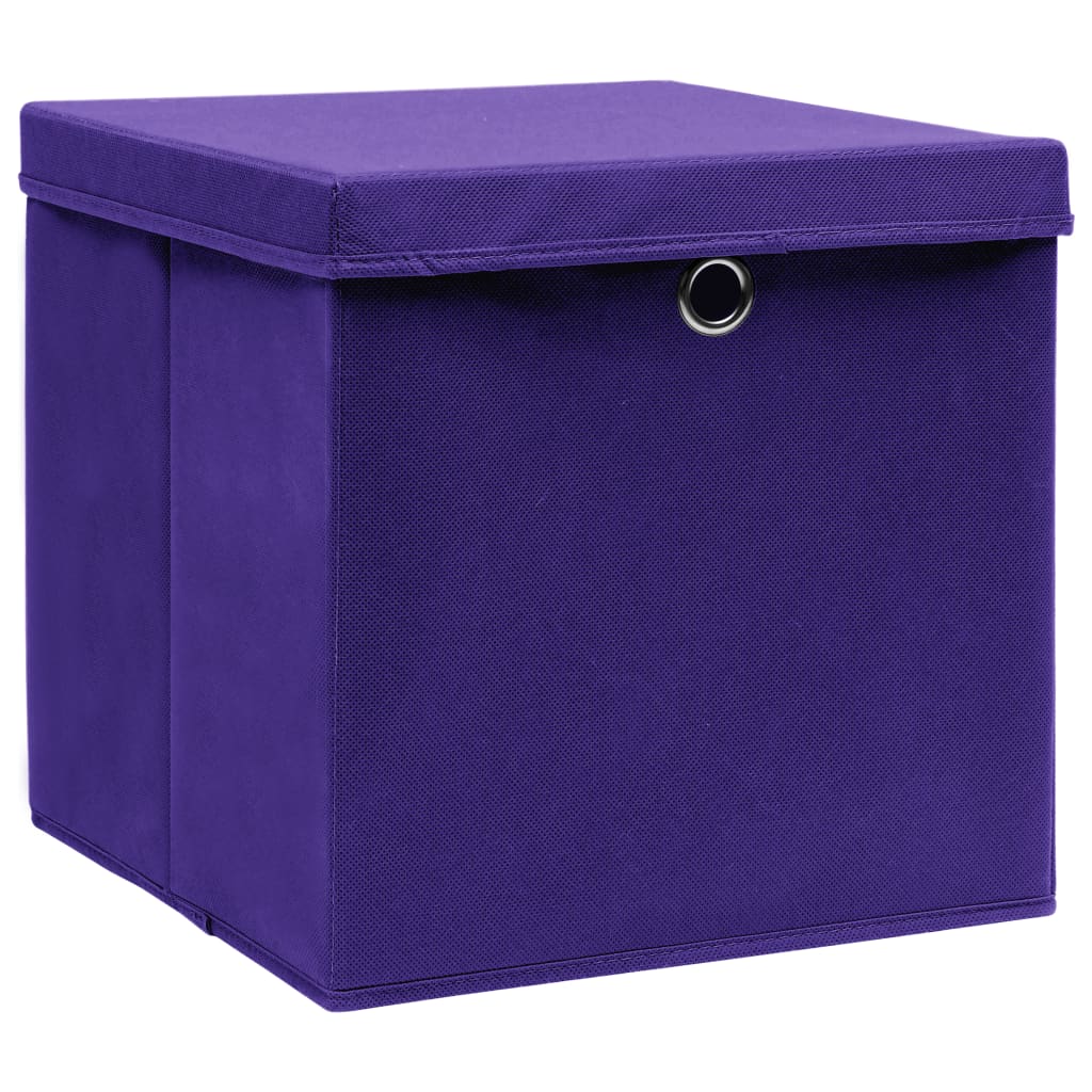 Vidaxl opbergboxen met deksel 4 st 32x32x32 cm stof paars