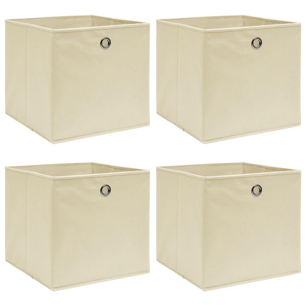 VidaXL Aufbewahrungsboxen, 4 Stück, 32 x 32 x 32 cm, Stoff, cremefarben