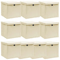 VIDAXL -Speicherboxen mit Deckel 10 Stück 32x32x32 cm Stoffcreme -Farbig