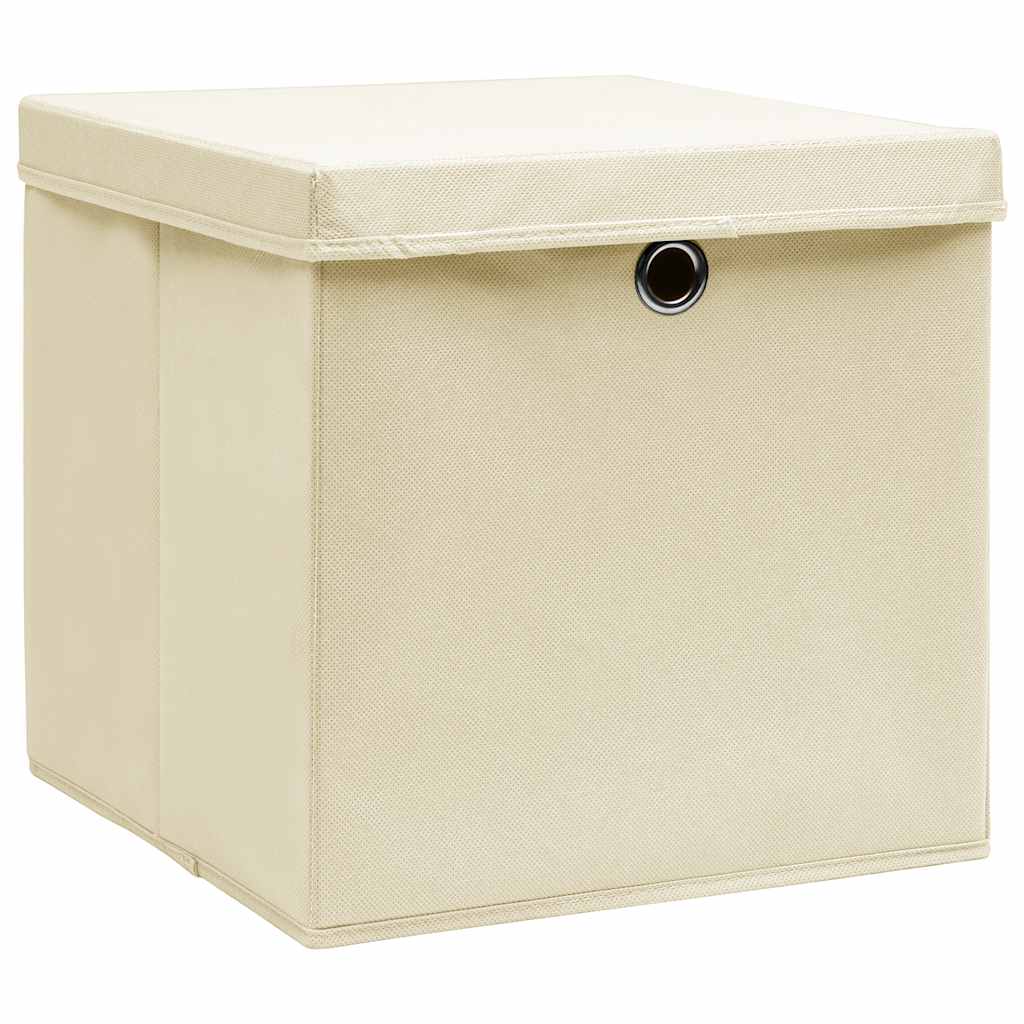 VIDAXL -Speicherboxen mit Deckel 10 Stück 32x32x32 cm Stoffcreme -Farbig