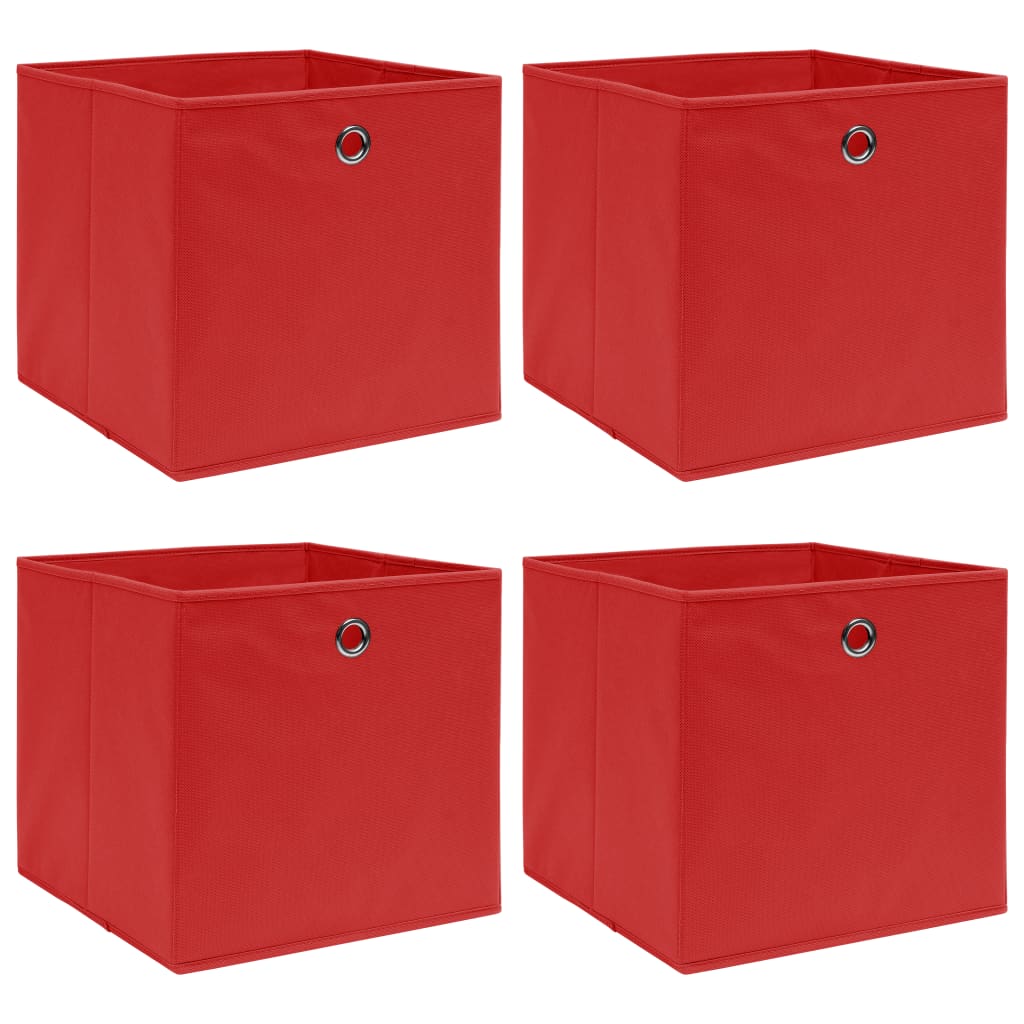 VidaXL Aufbewahrungsboxen, 4 Stück, 32 x 32 x 32 cm, Stoff, rot