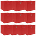 Vidaxl opbergboxen 10 st 32x32x32 cm stof rood