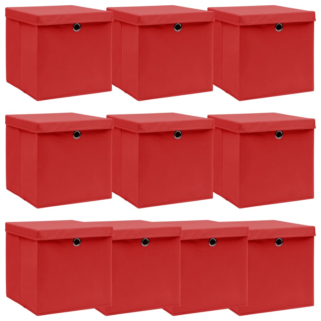 VIDAXL -Speicherboxen mit Deckel 10 Stück 32x32x32 cm Gewebe weiß