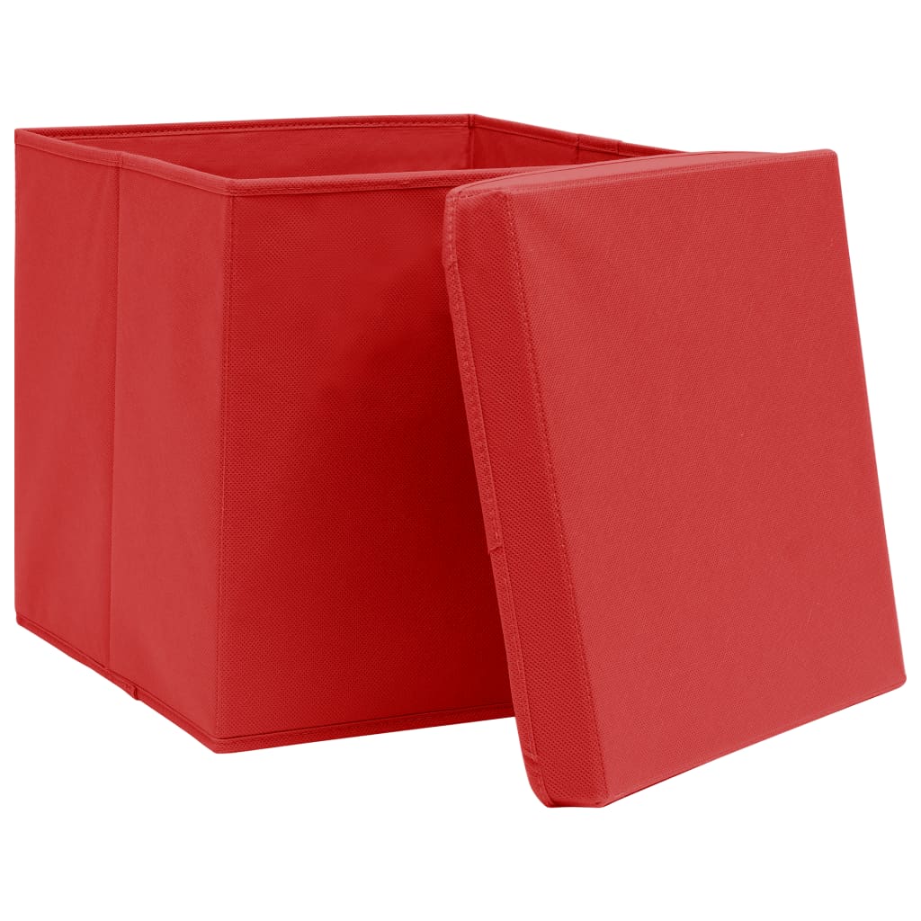 VIDAXL -Speicherboxen mit Deckel 10 Stück 32x32x32 cm Gewebe weiß