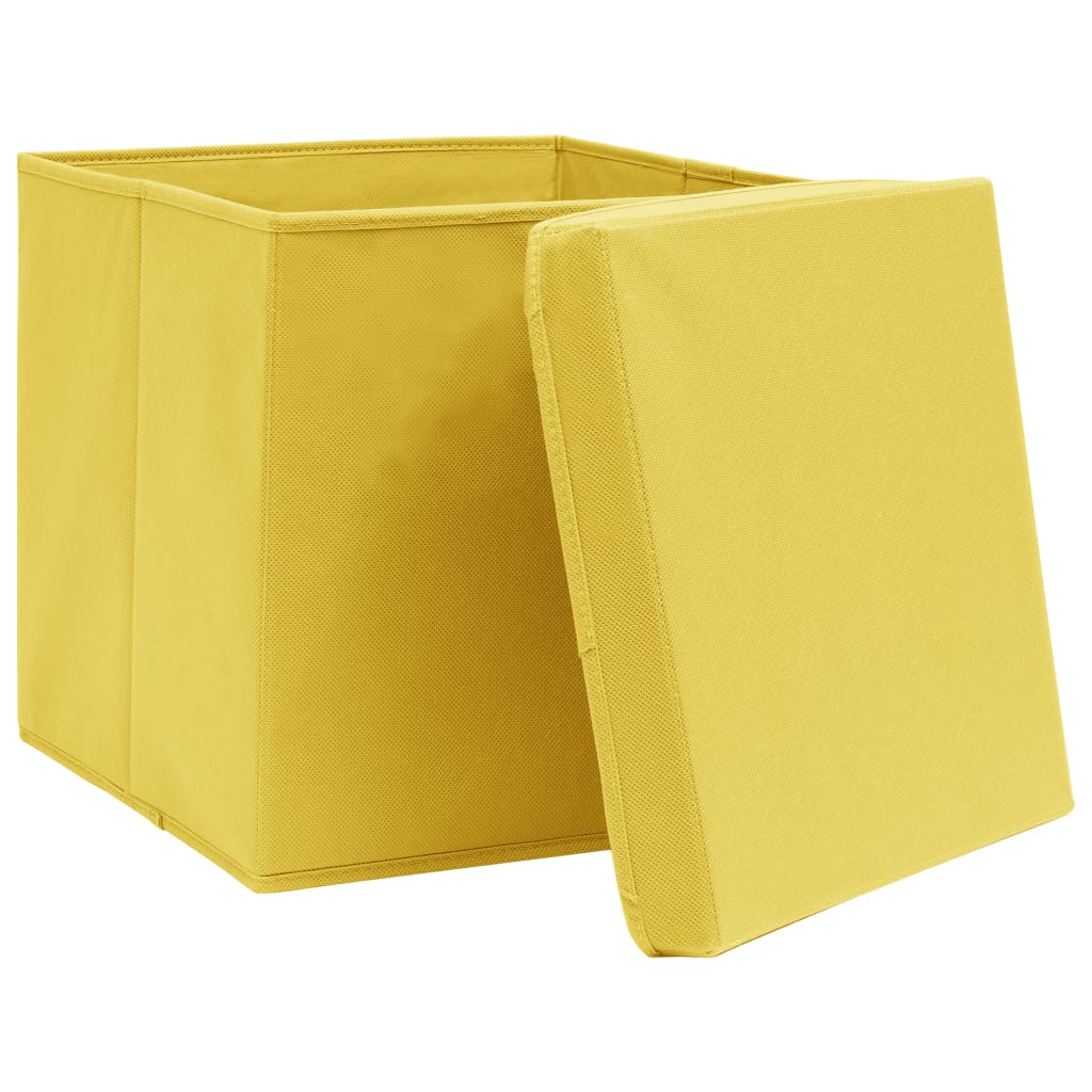 VidaXL Aufbewahrungsboxen mit Deckel, 4 Stück, 32 x 32 x 32 cm, Stoff, Gelb