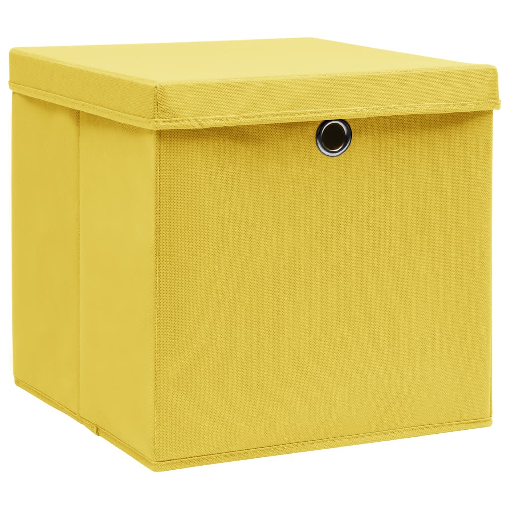 VIDAXL -Speicherboxen mit Deckel 10 Stück 32x32x32 cm Gewebe gelb