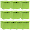 Vidaxl opbergboxen met deksel 10 st 32x32x32 cm stof paars