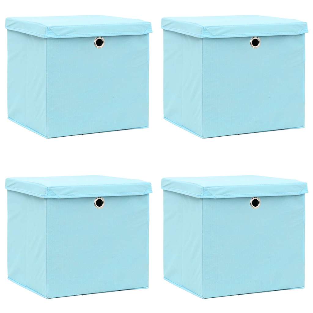 VidaXL Aufbewahrungsboxen mit Deckel, 4 Stück, 32 x 32 x 32 cm, Stoff, Babyblau