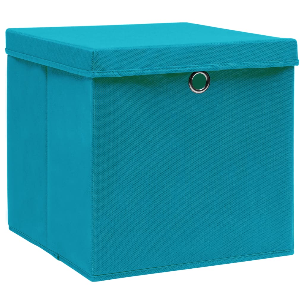 VidaXL Aufbewahrungsboxen mit Deckel, 4 Stück, 32 x 32 x 32 cm, Stoff, Babyblau