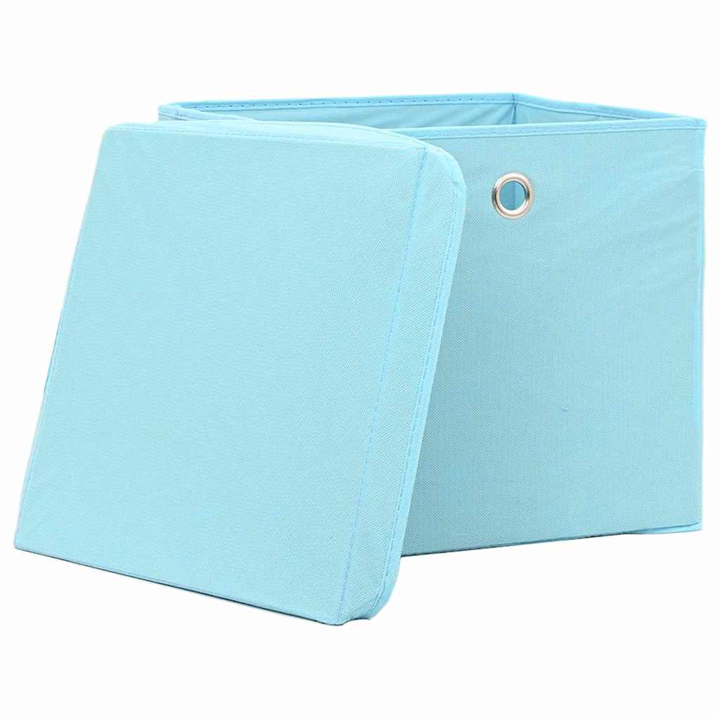 VidaXL Aufbewahrungsboxen mit Deckel, 4 Stück, 32 x 32 x 32 cm, Stoff, Babyblau