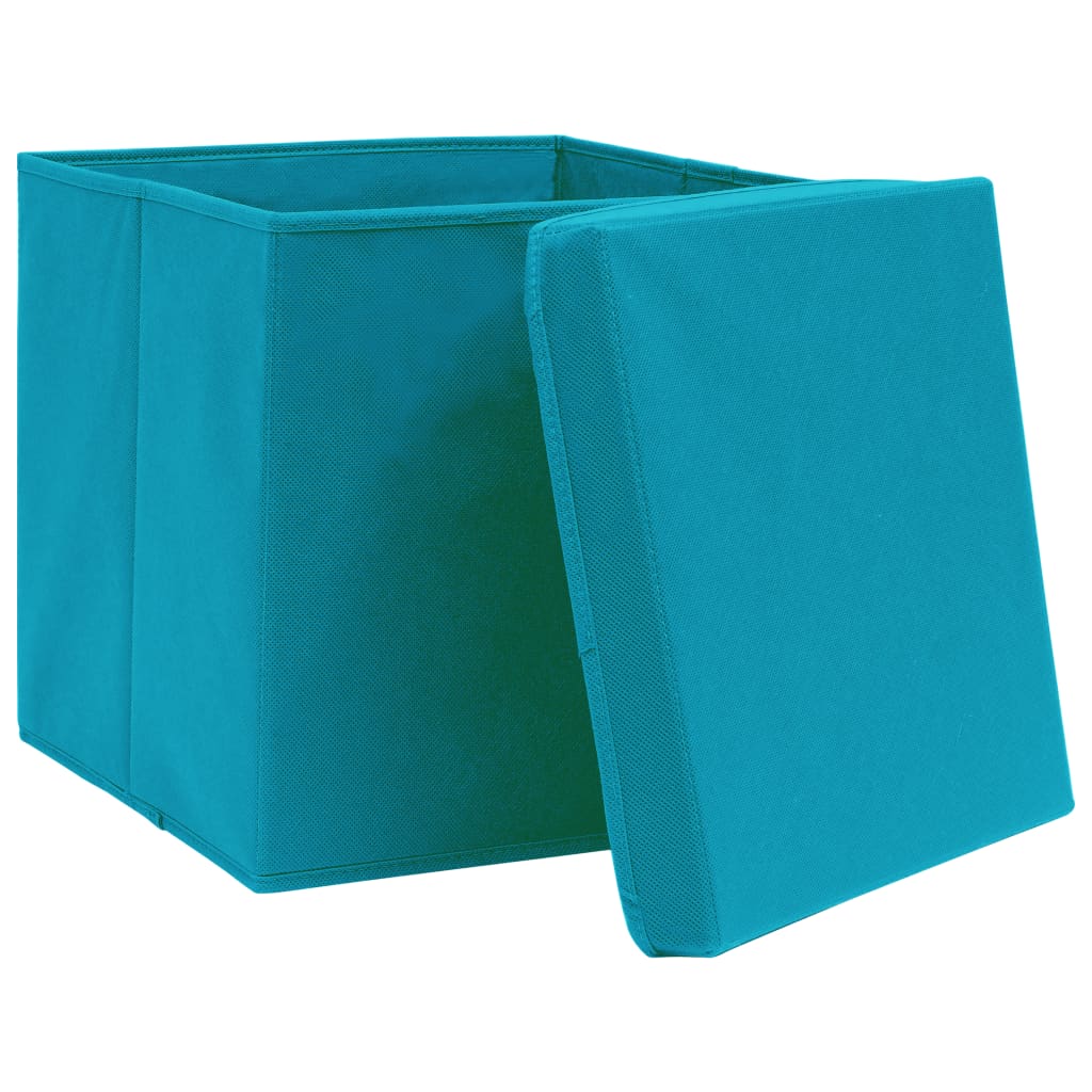 VidaXL Aufbewahrungsboxen mit Deckel, 4 Stück, 32 x 32 x 32 cm, Stoff, Babyblau