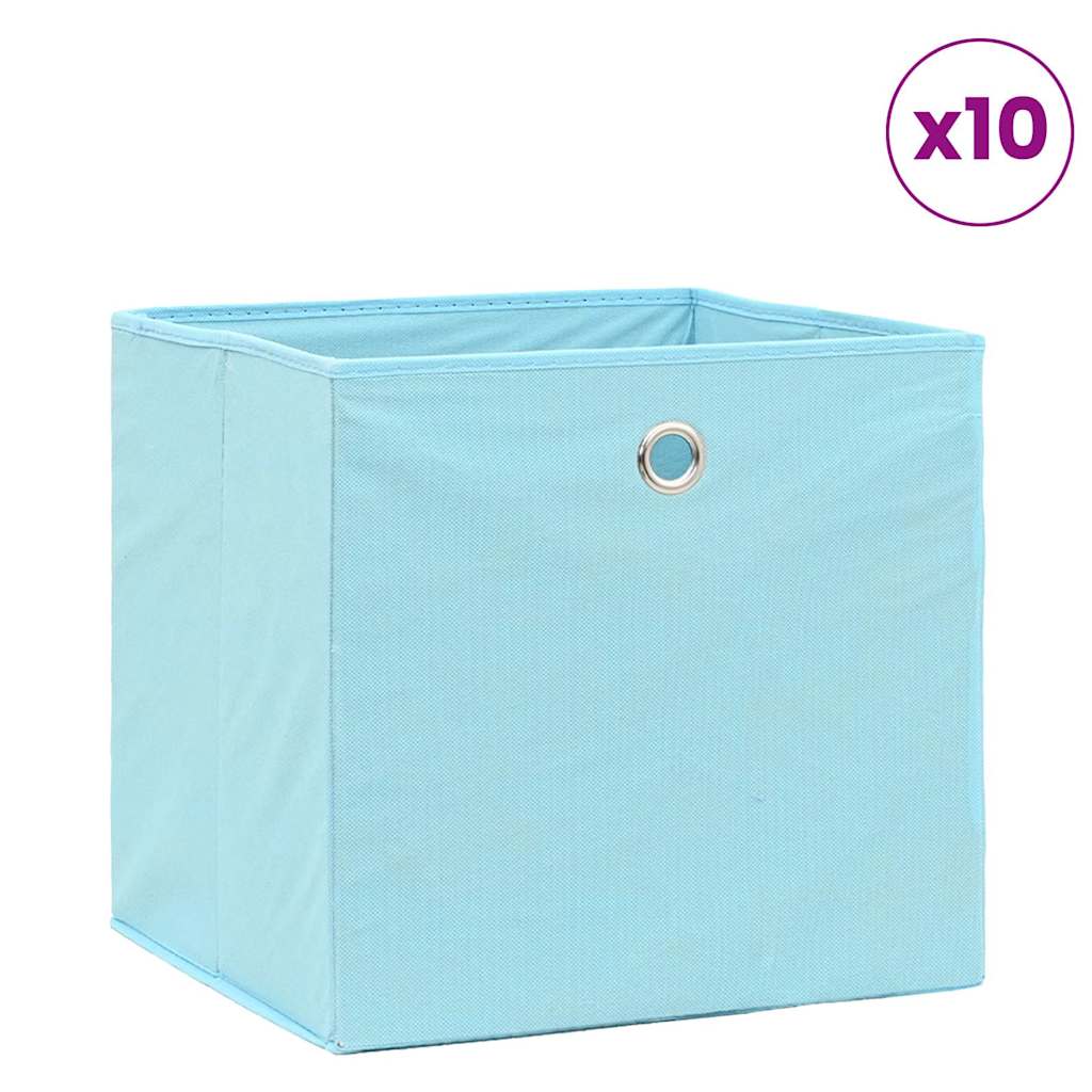 Vidaxl opbergboxen 10 st 32x32x32 cm stof babyblauw