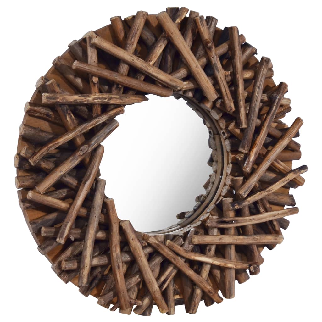 VidaXL -Wandspiegel um 40 cm Teakholz Holz