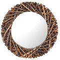Vidaxl wandspiegel rond 60 cm teakhout