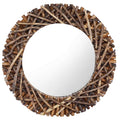 Vidaxl wandspiegel rond 60 cm teakhout