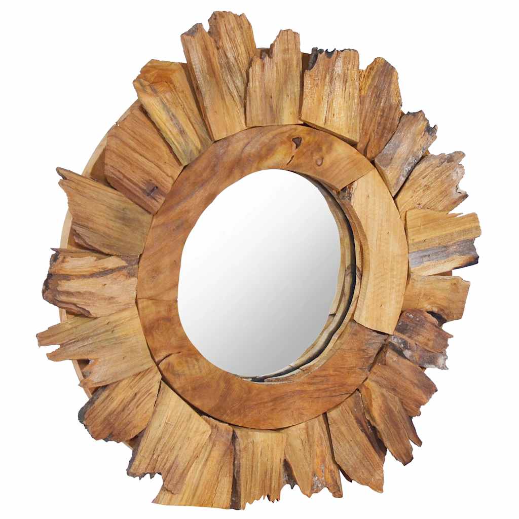 VidaXL Wandspiegel rund 40 cm Teakholz