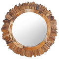 Vidaxl wandspiegel rond 60 cm teakhout