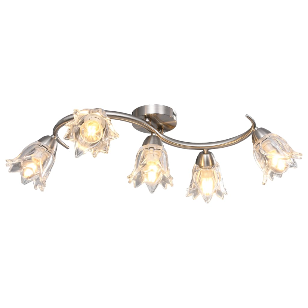 VidaXL Deckenleuchte mit tulpenförmigen Glasschirmen 5xE14 transparent