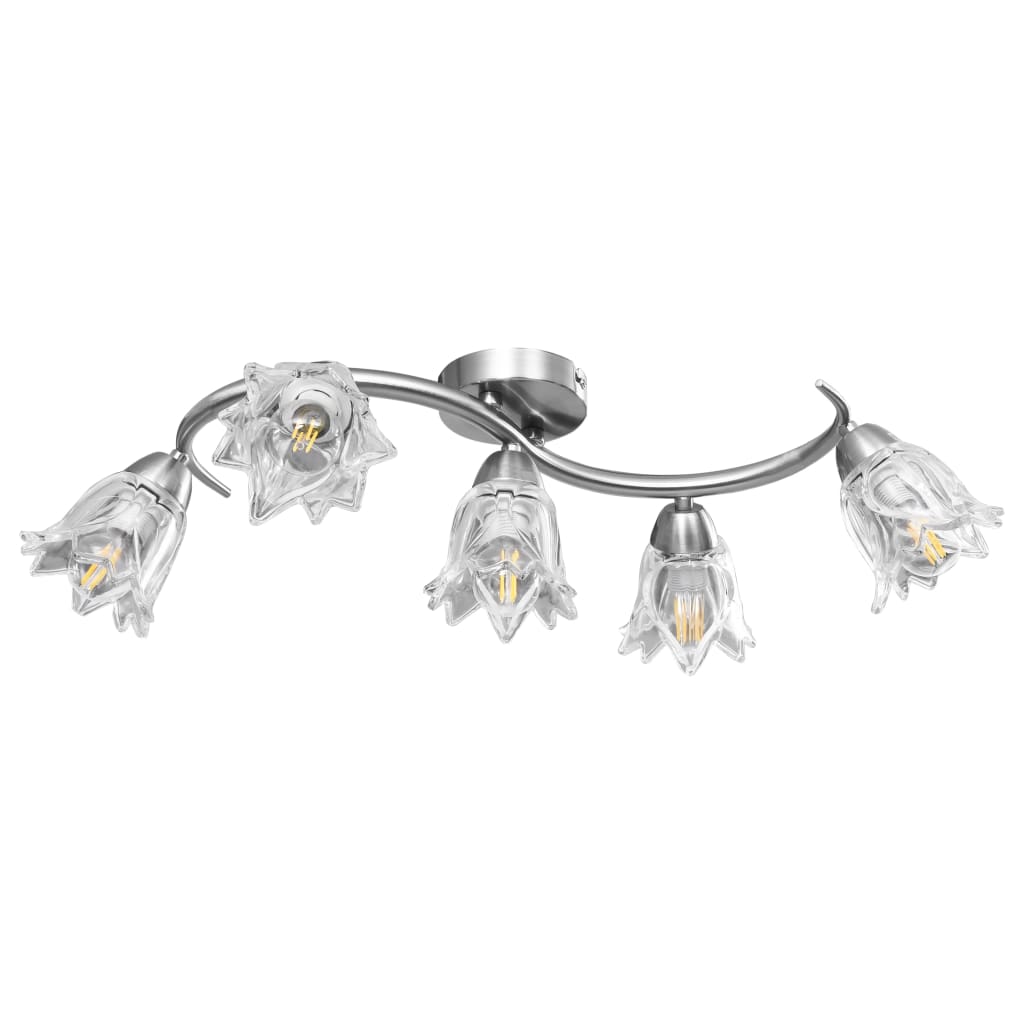 VidaXL Deckenleuchte mit tulpenförmigen Glasschirmen 5xE14 transparent