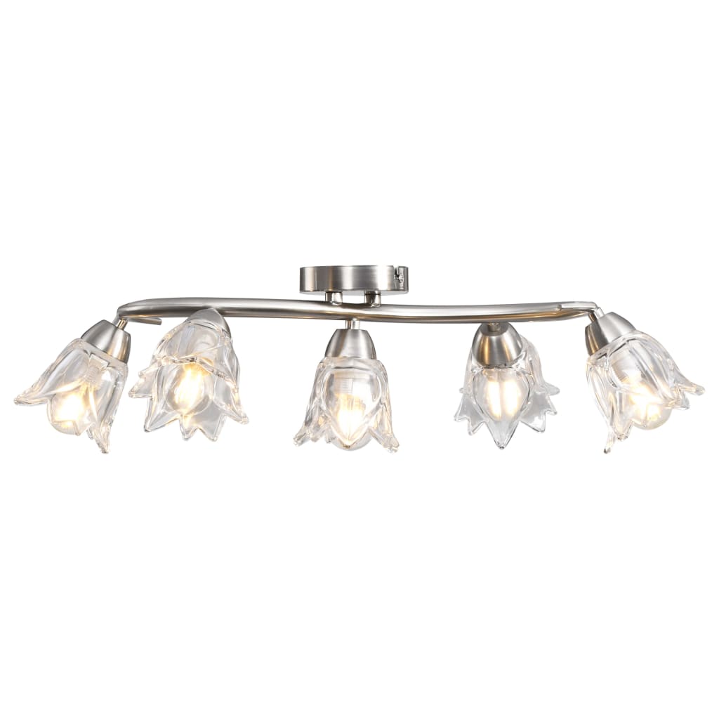 VidaXL Deckenleuchte mit tulpenförmigen Glasschirmen 5xE14 transparent