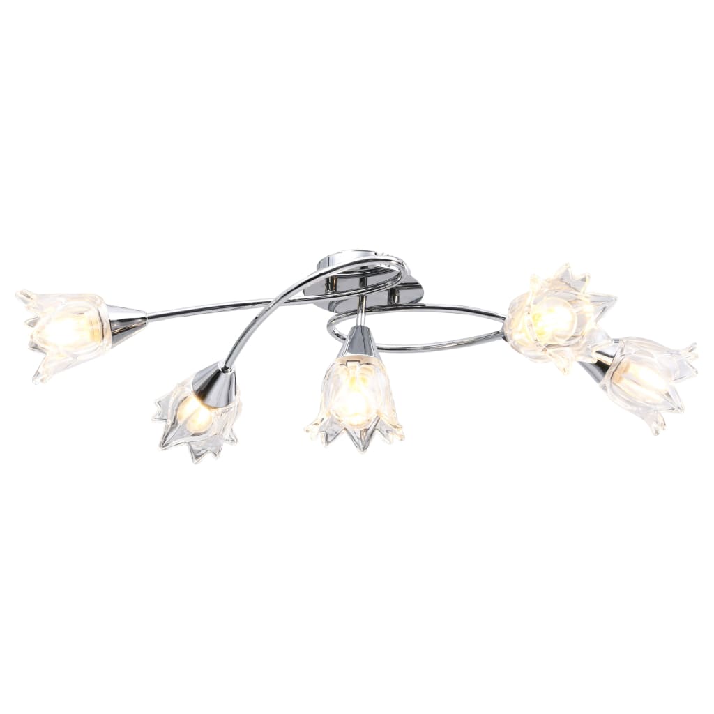 VidaXL Deckenleuchte mit tulpenförmigen Glasschirmen 5xE14 transparent