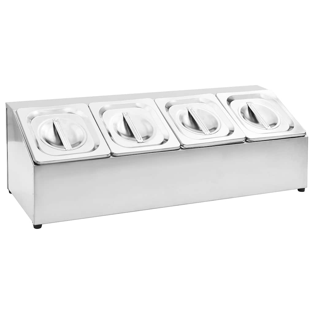 VidaXL Gastronorm-Topfhalter mit 4 gn 1 6 Töpfen aus Edelstahl