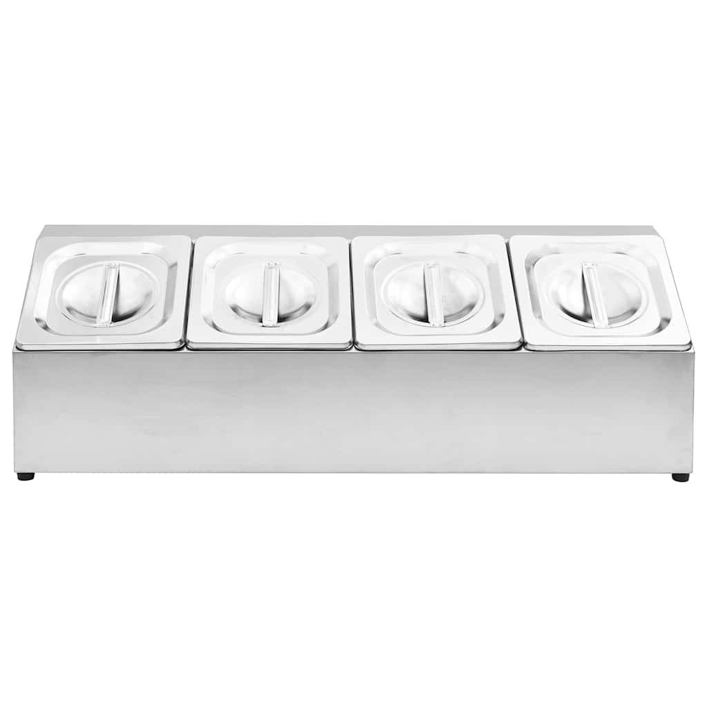 VidaXL Gastronorm-Topfhalter mit 4 gn 1 6 Töpfen aus Edelstahl