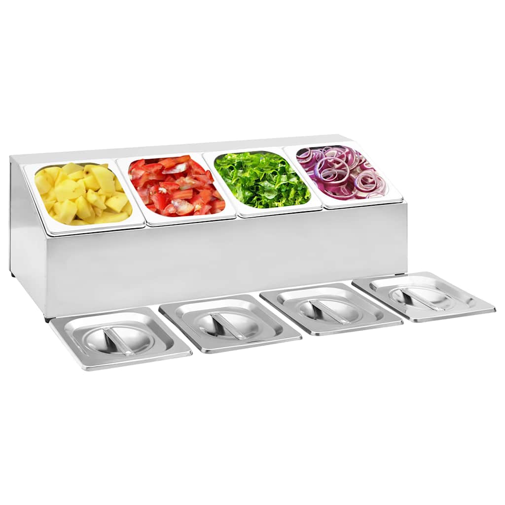 VidaXL Gastronorm-Topfhalter mit 4 gn 1 6 Töpfen aus Edelstahl