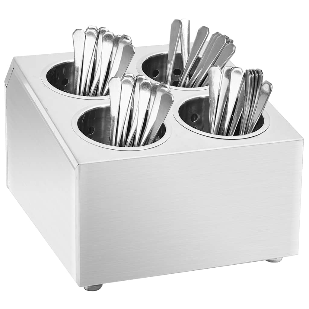 VidaXL Besteckhalter mit 4 Fächern, quadratisch, Edelstahl