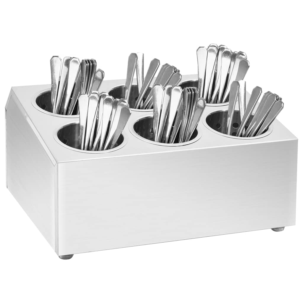 VidaXL Besteckhalter mit 6 Fächern, quadratisch, Edelstahl