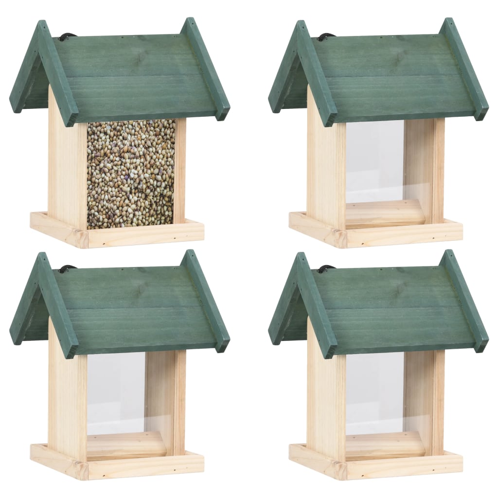 VidaXL Vogelfutterhäuser, 4 Stück, Kiefernholz