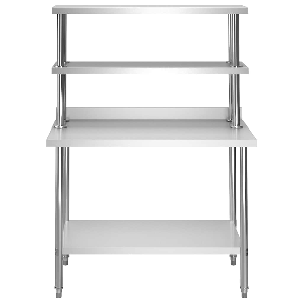 Vidaxl keukenwerktafel met bovenschap 120x60x150 cm roestvrij staal