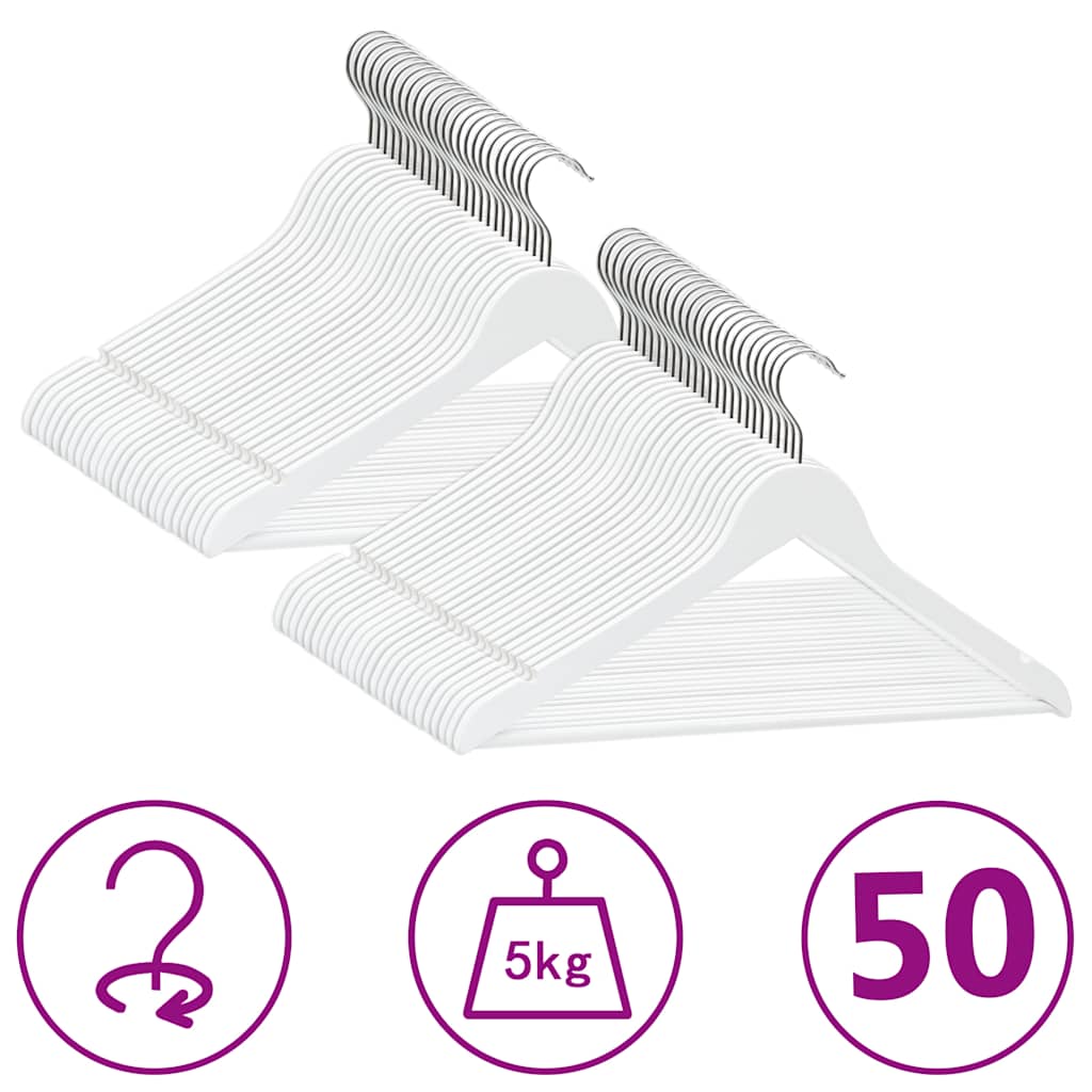 Vidaxl 50-delige kledinghangerset anti-slip hardhout wit