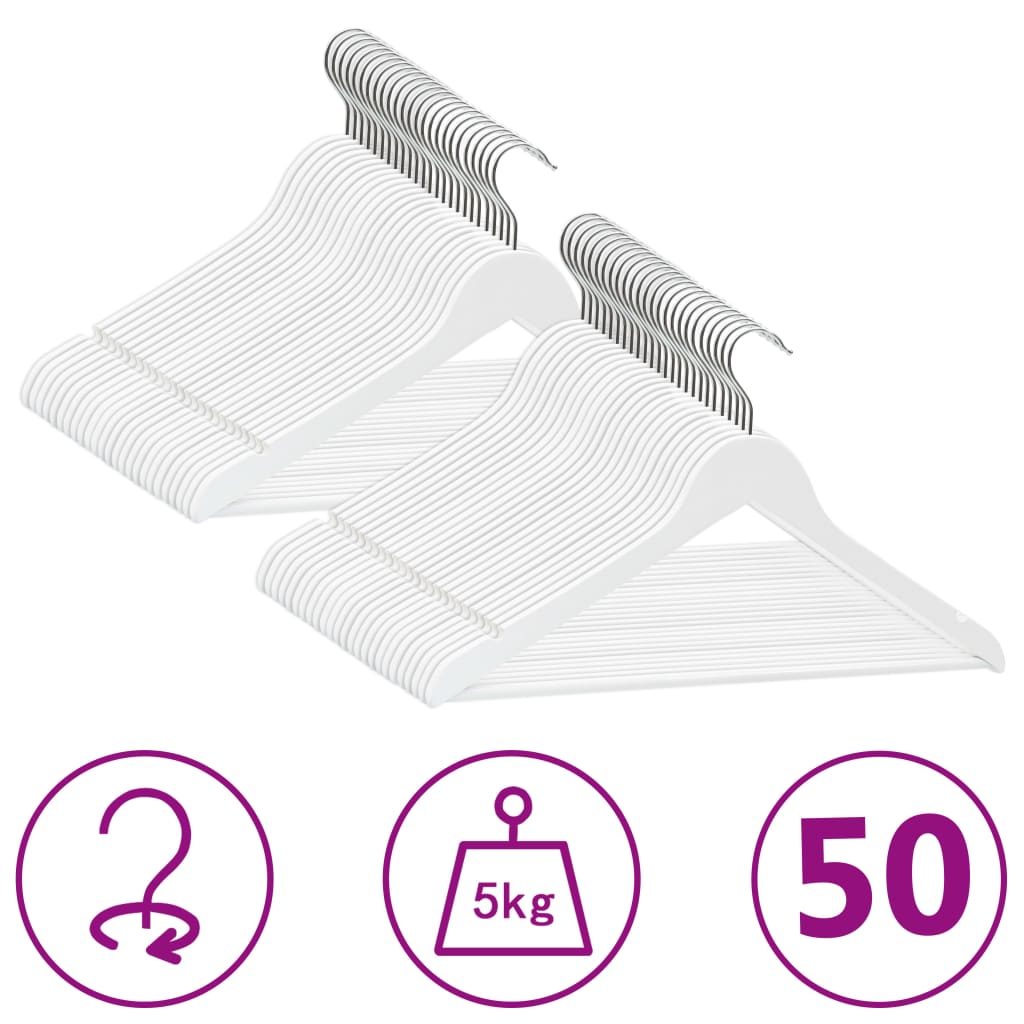 VIDAXL 50-teiliges Kleidungsschalter-Set Anti-Rutsch-Hartholz weiß