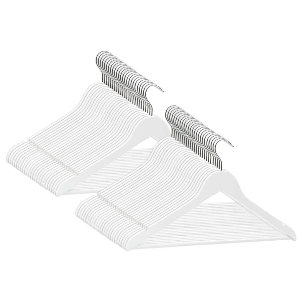 VIDAXL 50-teiliges Kleidungsschalter-Set Anti-Rutsch-Hartholz weiß