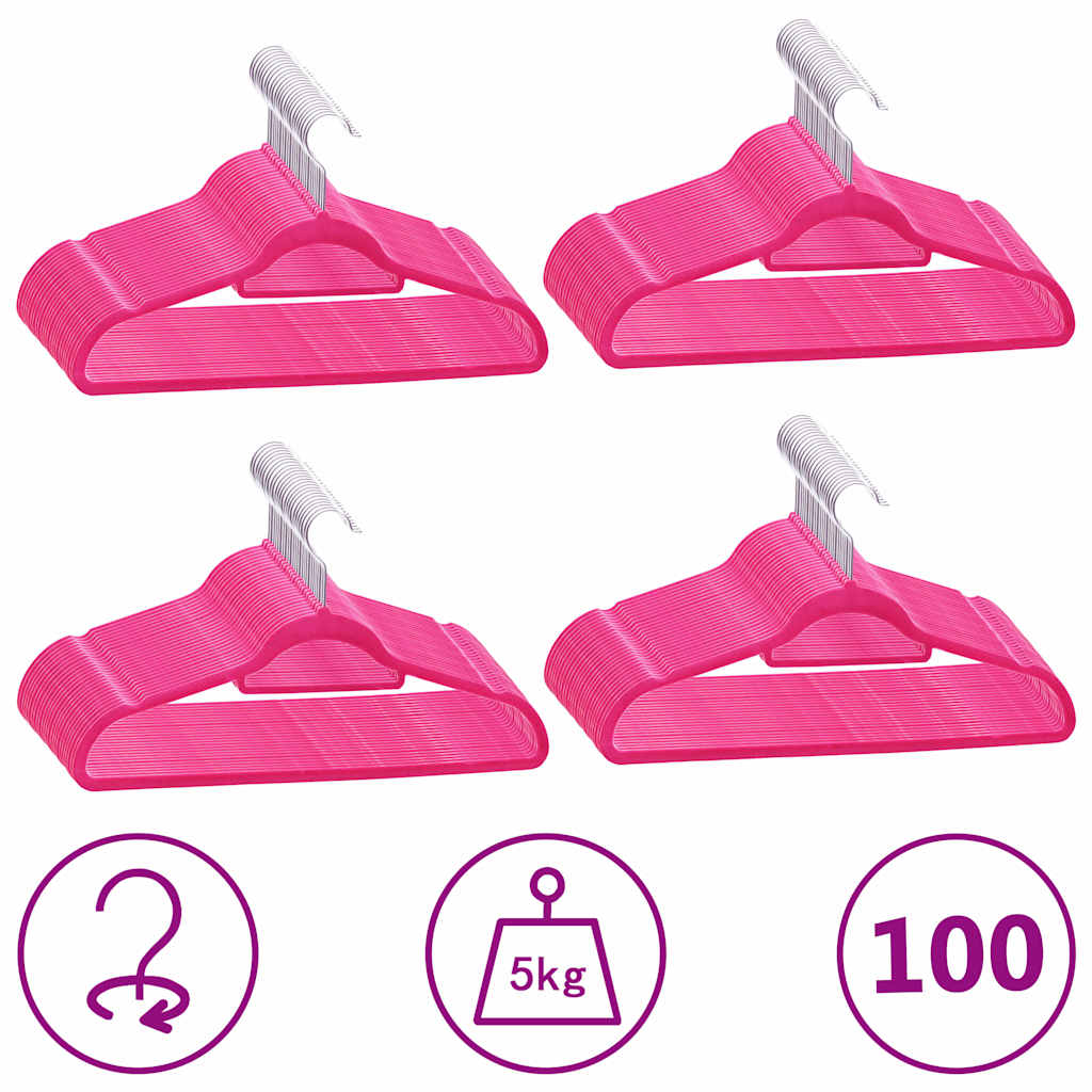 VIDAXL 100-teiliges-Kleidungsschwertere-Set Anti-Slip-Samtrosa