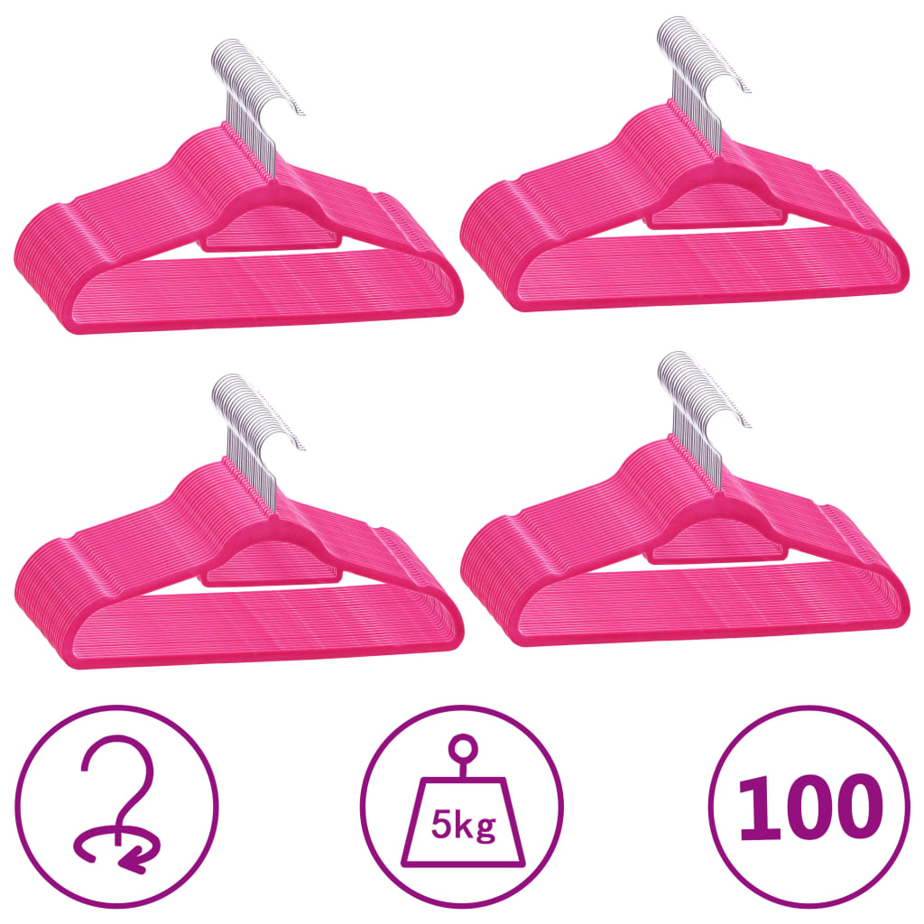 VIDAXL 100-teiliges-Kleidungsschwertere-Set Anti-Slip-Samtrosa