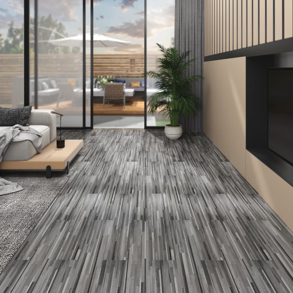 Vidaxl Dielen selbstklebend 5,02 m² 2 mm PVC gestreift grau