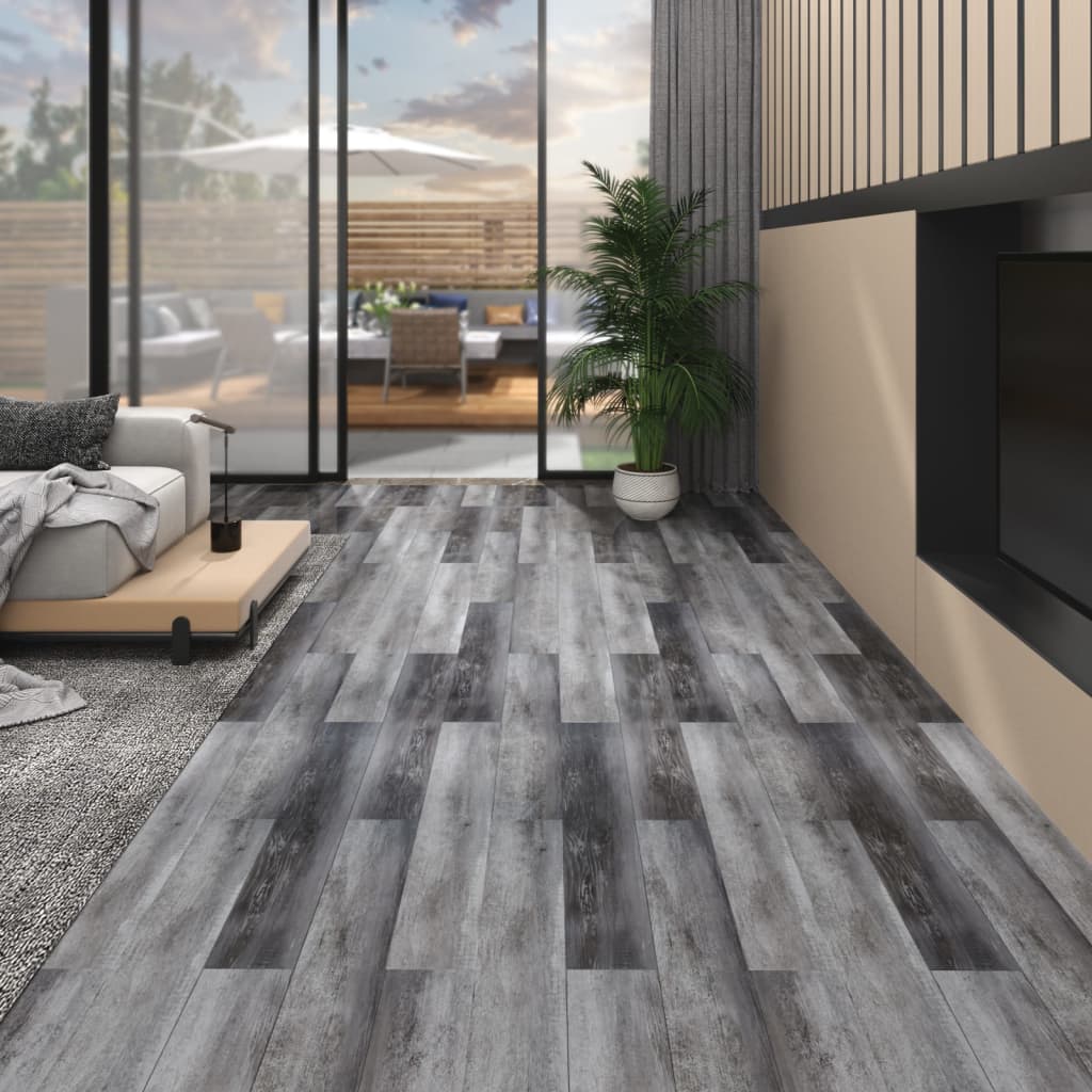 VIDAXL-Dielen nicht selbstklebend 5,26 m² 2 mm PVC glänzend grau