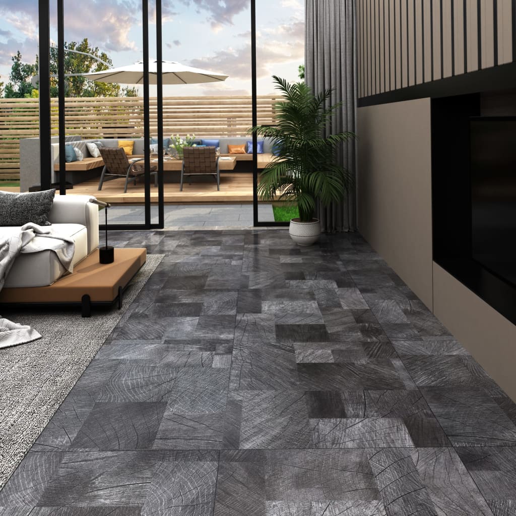 Vidaxl Dielen selbstklebend 5,11 m² PVC Holzstruktur grau