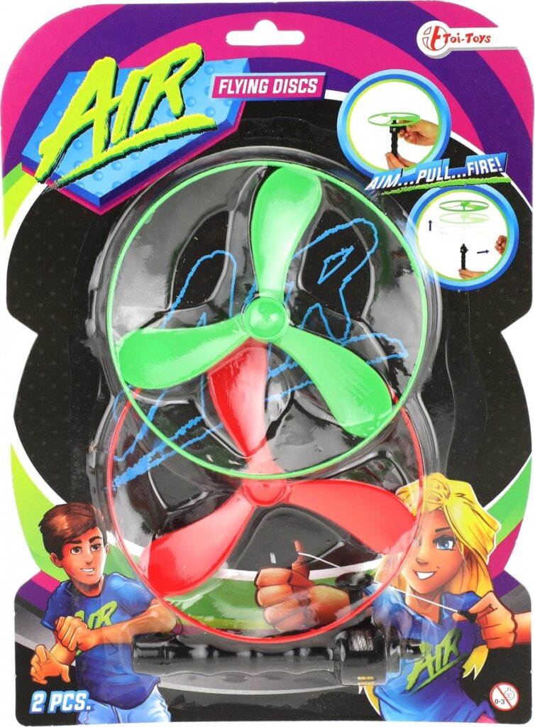 Toi-toys flying discs air 12 cm groen rood 3-delig