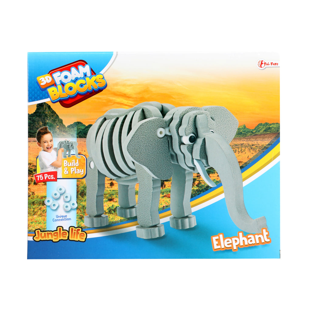 Toi-Toys 3D-Puzzle Elefant Junior 31,5 cm Schaumstoff grau 75-teilig