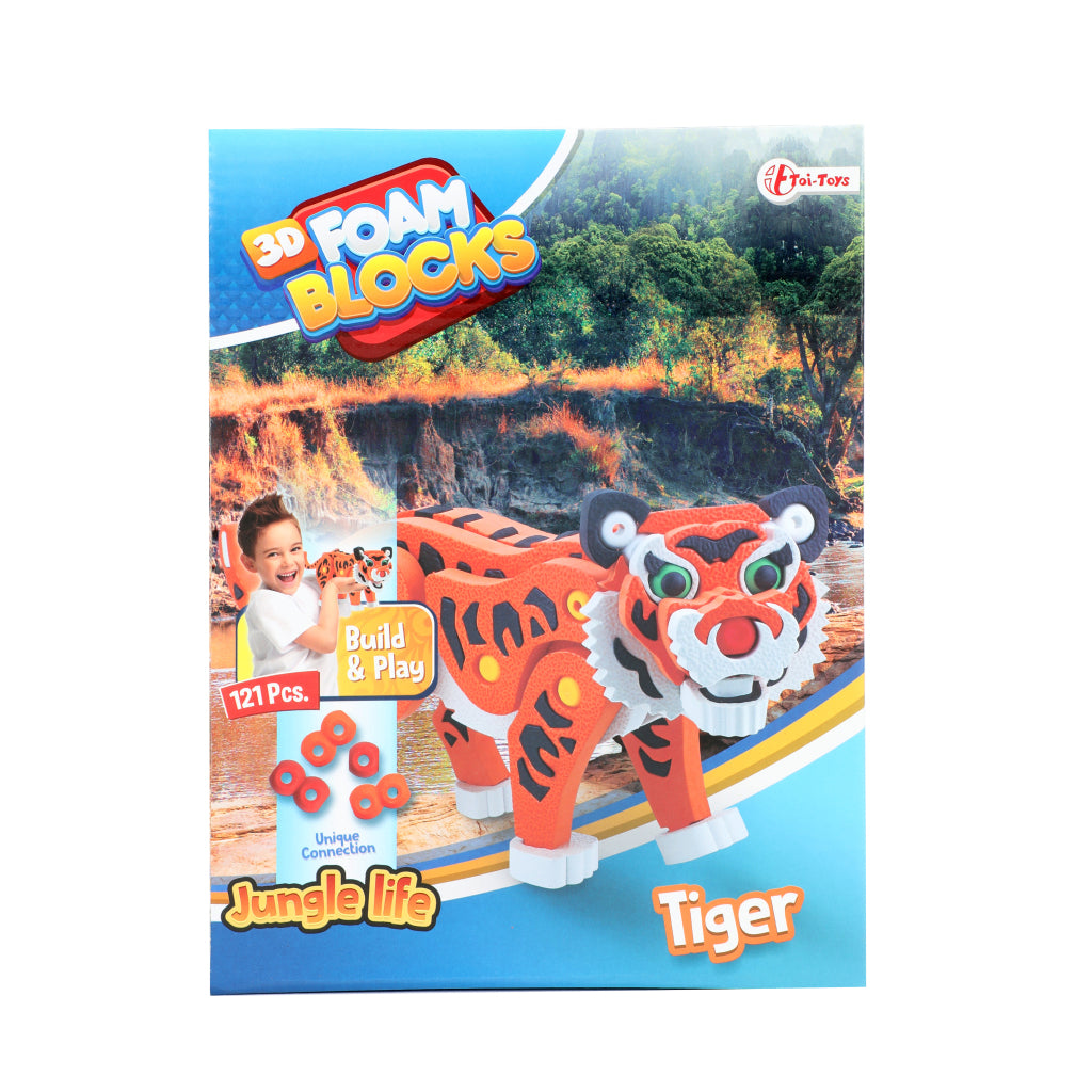Toi-Toys 3D-Puzzle Tiger Junior, 31,5 cm, Schaumstoff, orange, 121 Teile