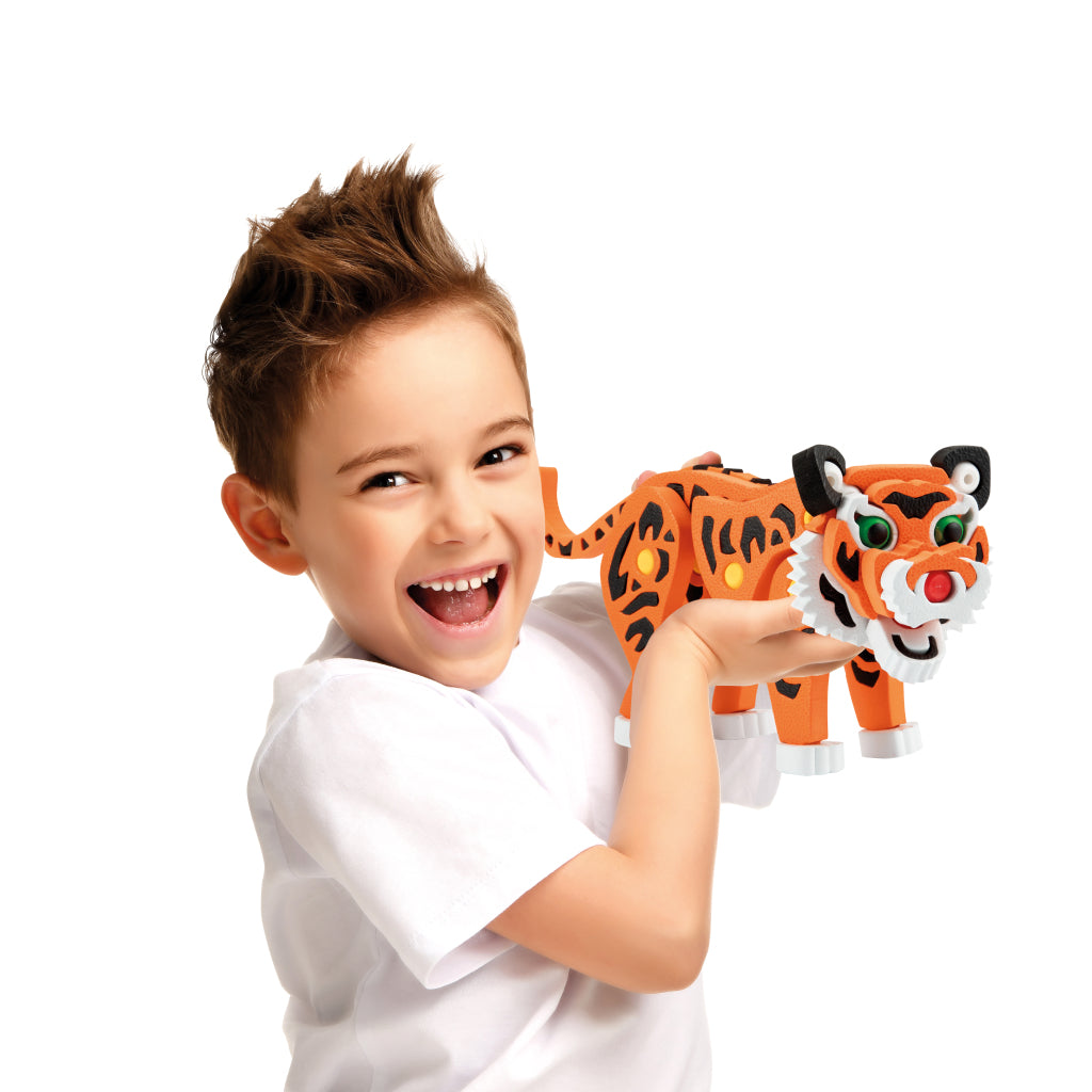 Toi-Toys 3D-Puzzle Tiger Junior, 31,5 cm, Schaumstoff, orange, 121 Teile