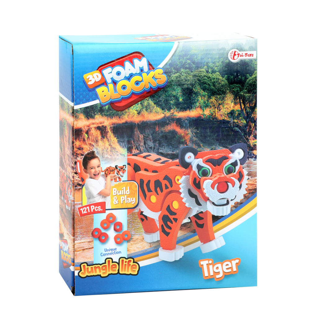 Toi-Toys 3D-Puzzle Tiger Junior, 31,5 cm, Schaumstoff, orange, 121 Teile